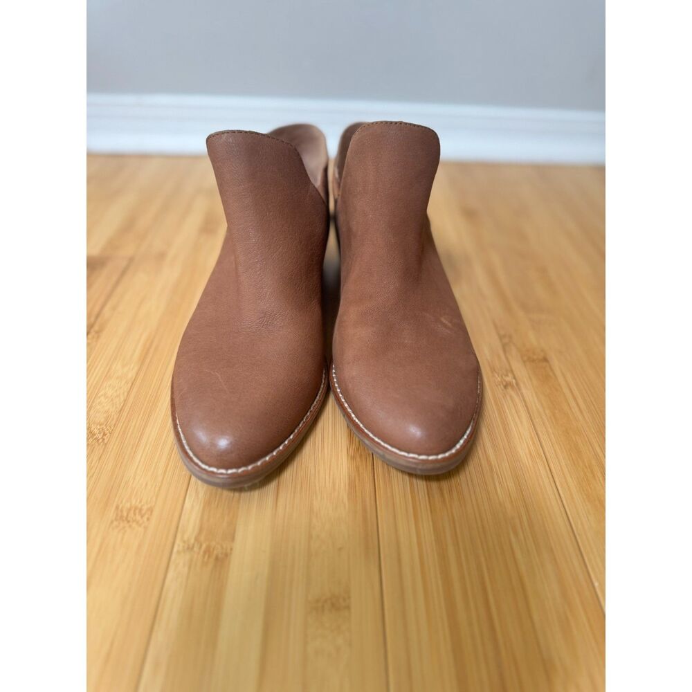 Lucky Brand Fausst Bootie Brown Leather Ankle Bootie Almond Toe Western Boho 8.5